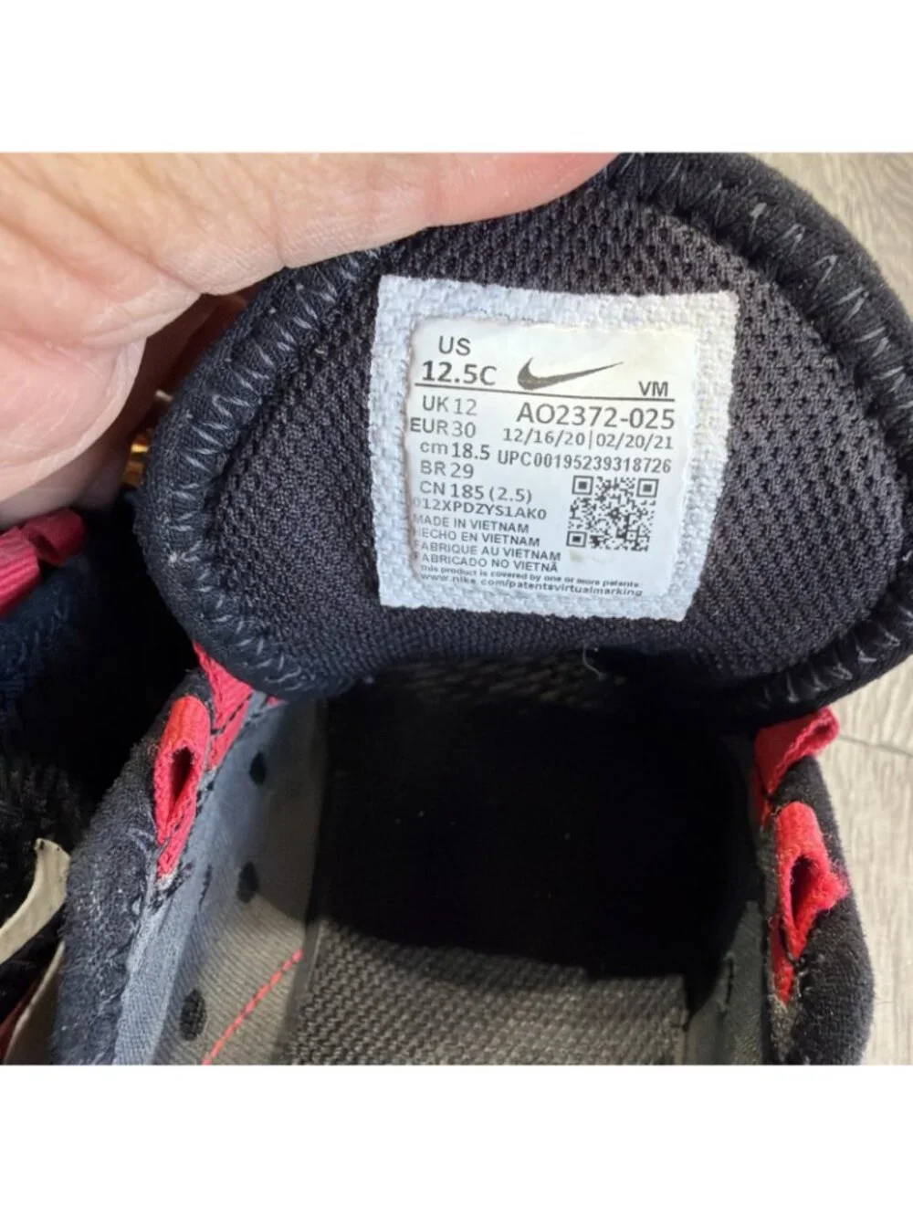 Nike Air Max 270 Kids Black White Mesh Sneakers US 12.5 C AO2372-407 Lace Up